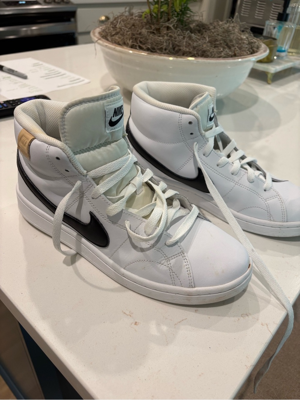 Nike court royale White High-Top Sneakers with Black Swoosh